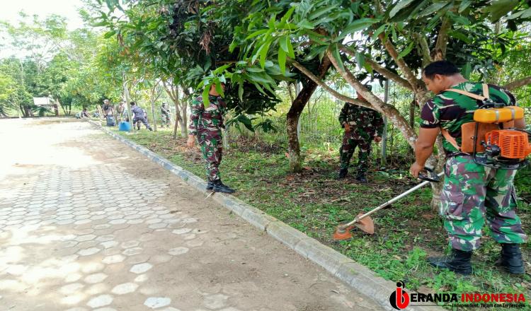 Peringati HUT KODAM VI Mulawarman, Kodim 0909/KTM Laksanakan Karya Bakti Pembersihan Rumah Ibadah dan Fasilitas Umum