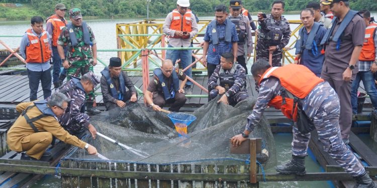 Lanal Sangatta Panen Ikan Dukung Program Ketahanan Pangan di Kutai Timur 