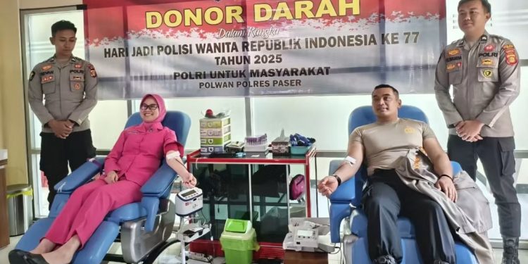 Sambut HUT ke-77, Polwan Polres Paser Gelar Aksi Donor Darah