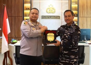 Perkuat Sinergitas, Danlanal Balikpapan Kunjungi Polresta Samarinda