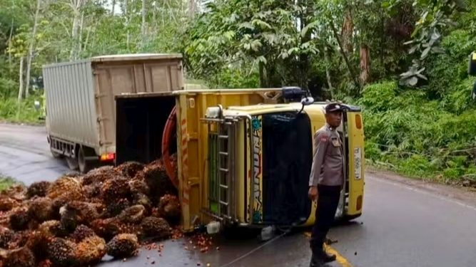 Polsek Kelay Tangani Kecelakaan Fuso di Poros Berau–Samarinda