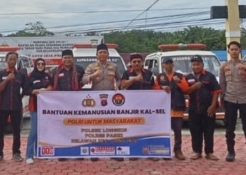 Polsek Long Ikis Kirim Bantuan Kemanusiaan untuk Korban Banjir Bandang di Kalsel